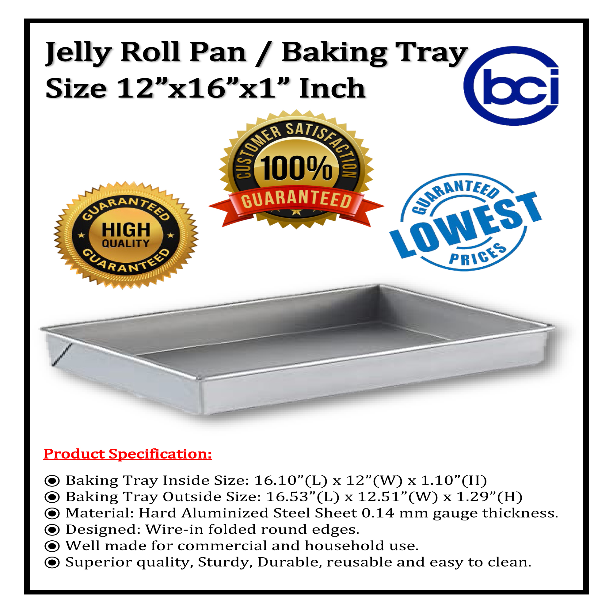 Jelly Roll Pan Baking Pan Sizes 12 x16 x1 10 x14 x1 Inch 0.14 mm Thickness Lazada PH