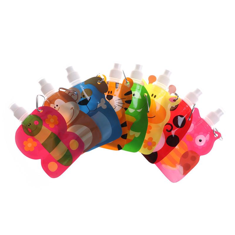Portable Eco Friendly Foldable Cartoon Animal Water Bag Kid Travel Drink Bottle#