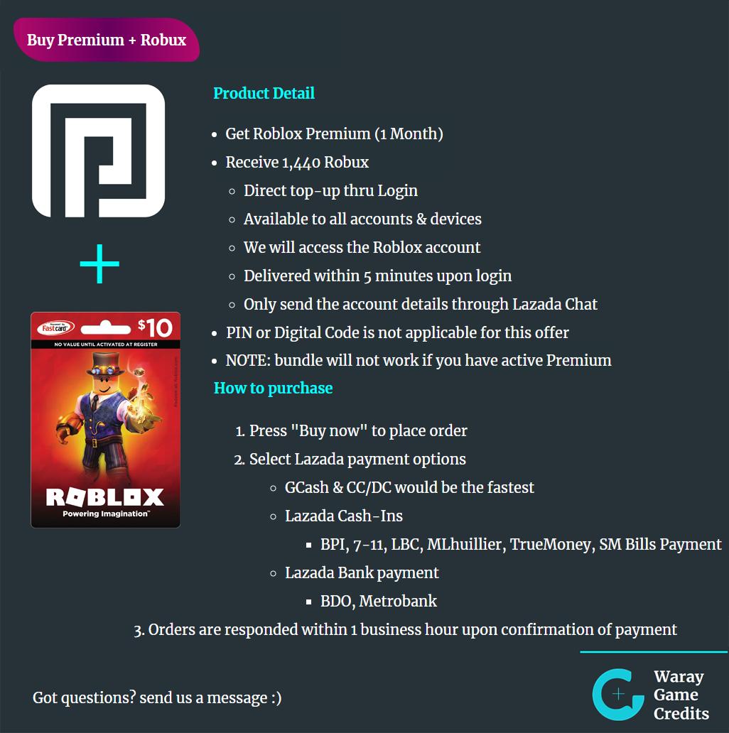 1440 Robux Roblox Premium - premium roblox account