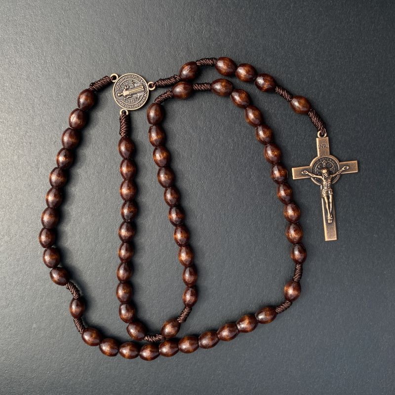 Handmade Retro Rosary Bead Bracelet With Jesus Cross Pendant - Stainless Steel Chain 3 thumbnail image