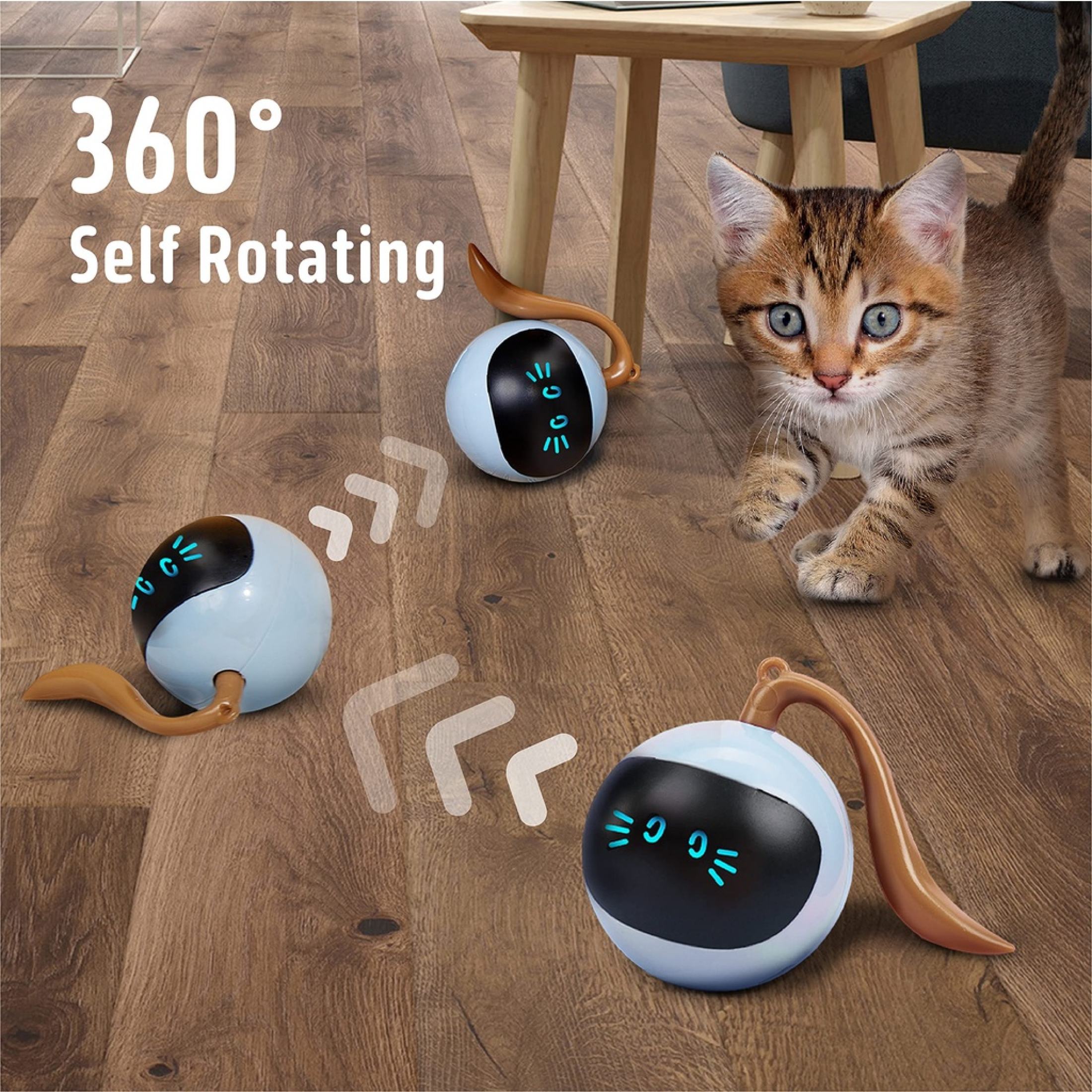 Cat Toy360 Self Rolling Ball Magic Ball Interactive USB Rechargeable Automatic Standby Colorful LED Pet toy Lazada PH