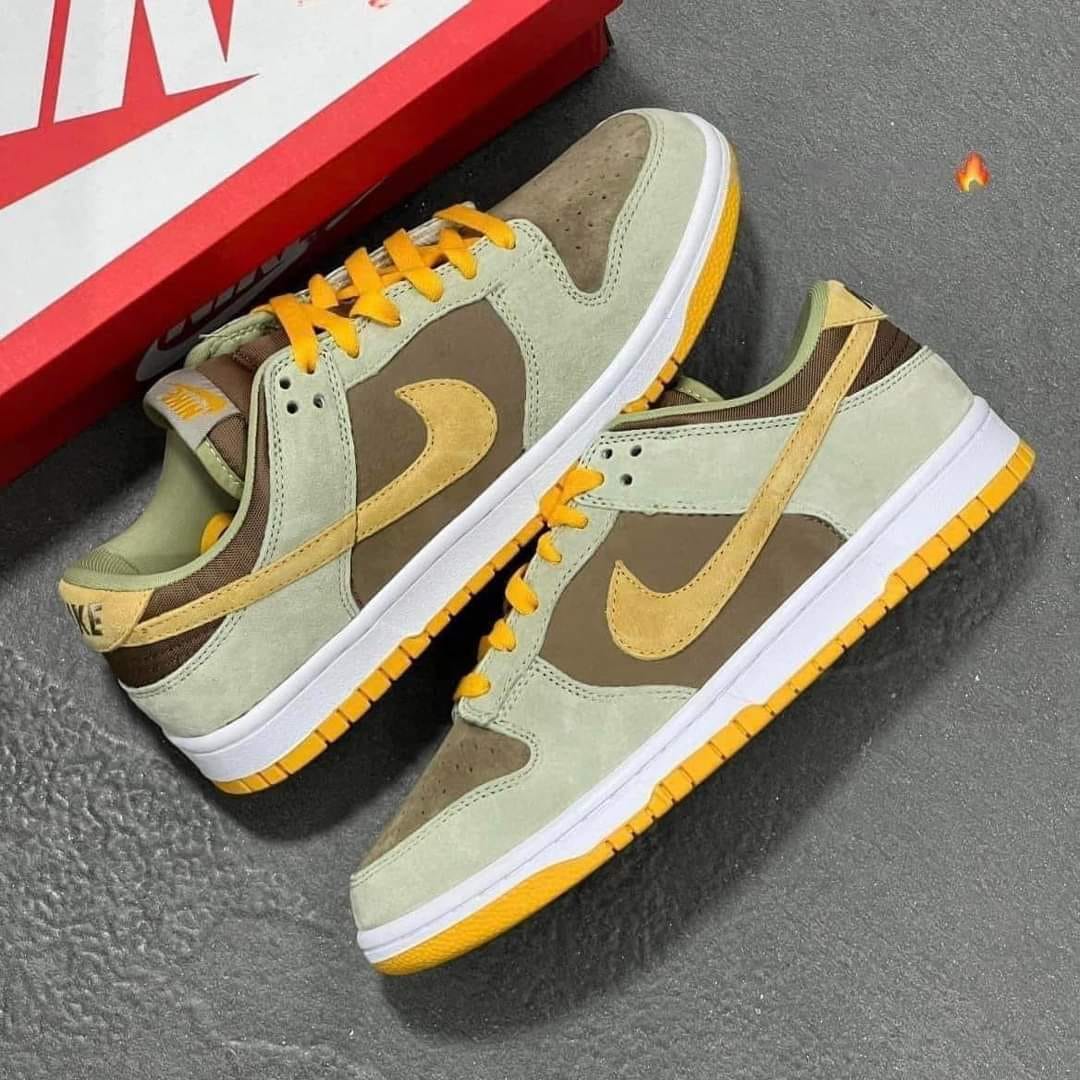 nike dunk low dusty olive gold