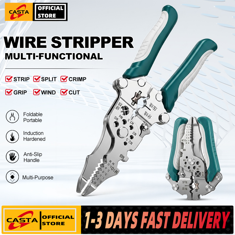 26 in 1 Multifunctional Foldable Wire Stripper Crimper Cable Cutter Pliers Electrician Cable Cutting Wiring Pulling Stripping Home Tools - Philippines