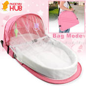 Phoenix Hub Baby Travel Portable Crib with Toys and Mosquito Net