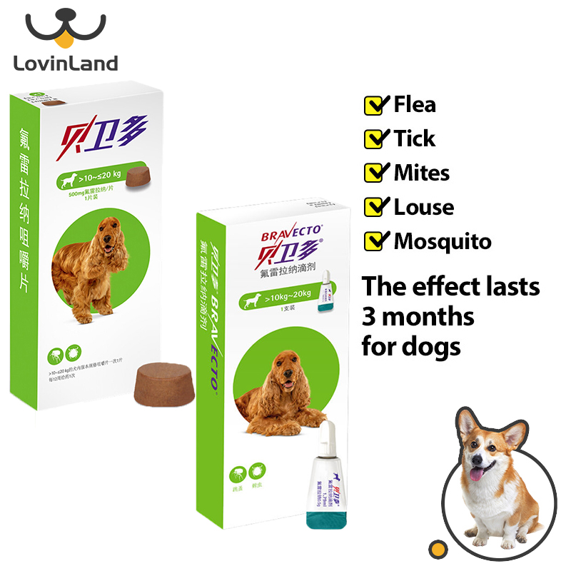 Bravecto 10-20kg Thuốc trị ve & bọ chét cho chó (1viên/1liều)