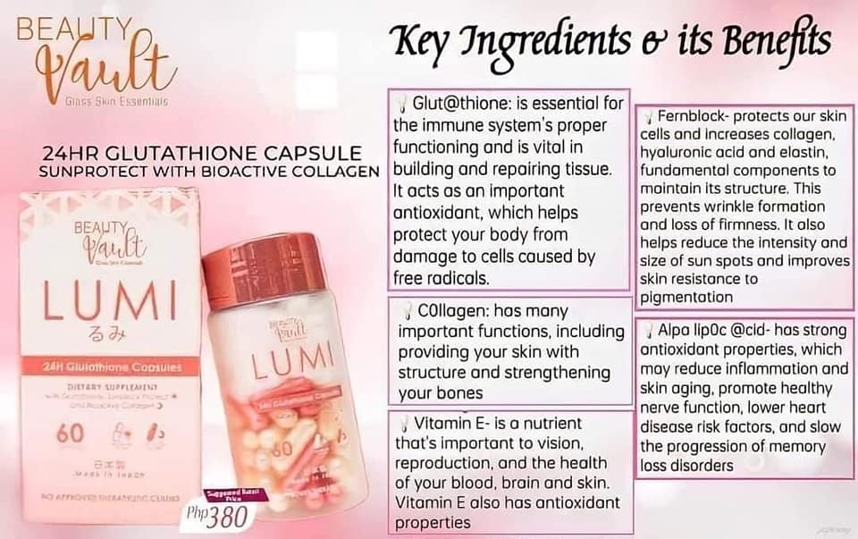 lumi glutathione benefits LUMI 24H Glutathione capsul with sunblock protect and bio Active collagen  Glutathione Capsules With Sun Protection Whitening And Vitamin C Capsules  Anti-Aging And Skin Health Capsules - Lazada