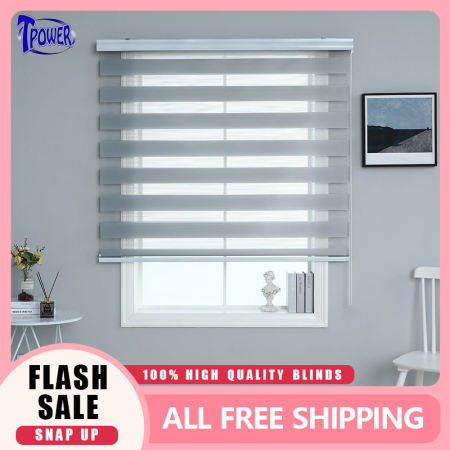 TPOWER Blackout Duo Roller Blinds for Windows