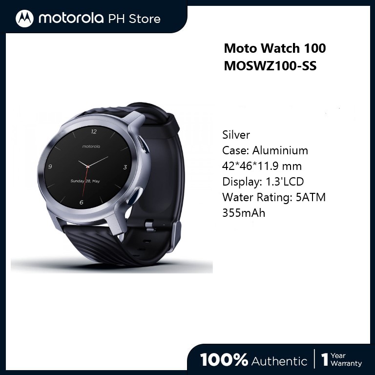 Motorola moto watch 100 MOSWZ100-SS Steel Silver / Aluminium / 42*46*11.9 mm / 32g / 1.3'LCD / Bluetooth 5.0, GPS / Android 5.0+ IOS 10.0+ - Image 2