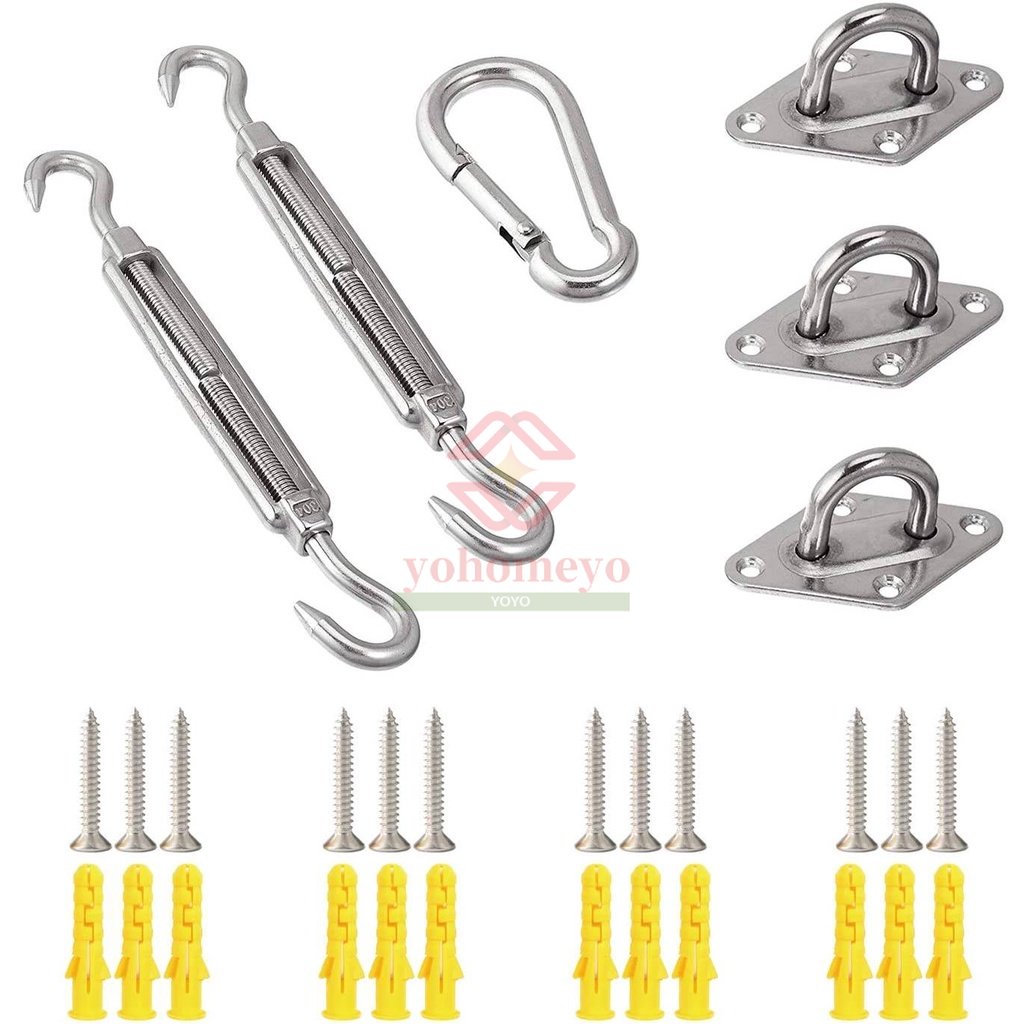 Shade Sail Hardware Kit, 304 Stainless Steel Hardware Kit for Square/Rectangle/Triangle Sun Shade - Image 2
