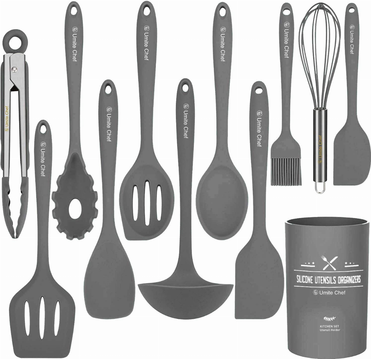 Kitchen Utensils Set-Umite Chef 34 Pcs Silicone Cooking Utensils Set for  Nonstick Cookware-Silicone Spatulas Set, Stainless Steel Handle-Black  Kitchen