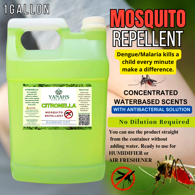 BEST SELLER CITRONELLA Mosquito Repellent 1 GALLON Water Based Essential Oil for Humidifier, Sprayer & Revitalizer