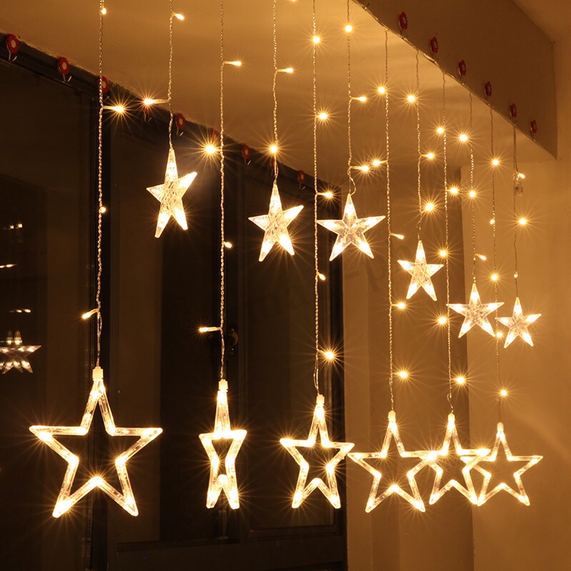 Product photo of Twinkle Star 12-Star LED Curtain Lights (warm white) from its Lazada listing
