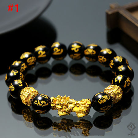 Obsidian Pixiu Bracelet for Wealth and Good Luck by D&M
