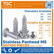 Stainless Steel Pan Head Self-Tapping Screws - 100/50PCS