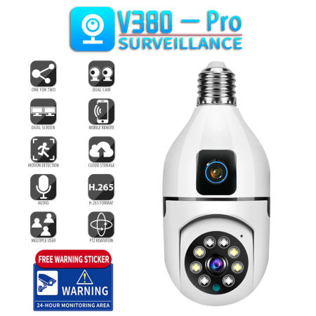 V380 Pro WiFi Light Bulb Camera - 2MP HD CCTV