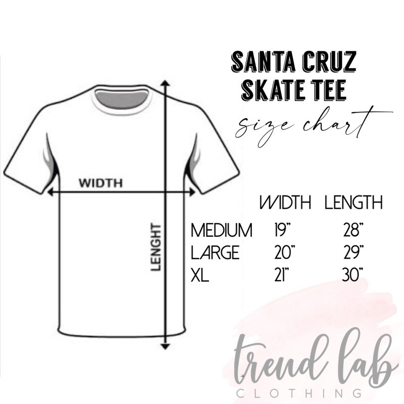 santa cruz t shirt size guide