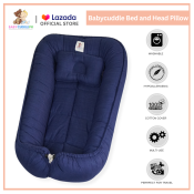 Babycuddle Linen Navy Blue Baby Nest and Head Pillow