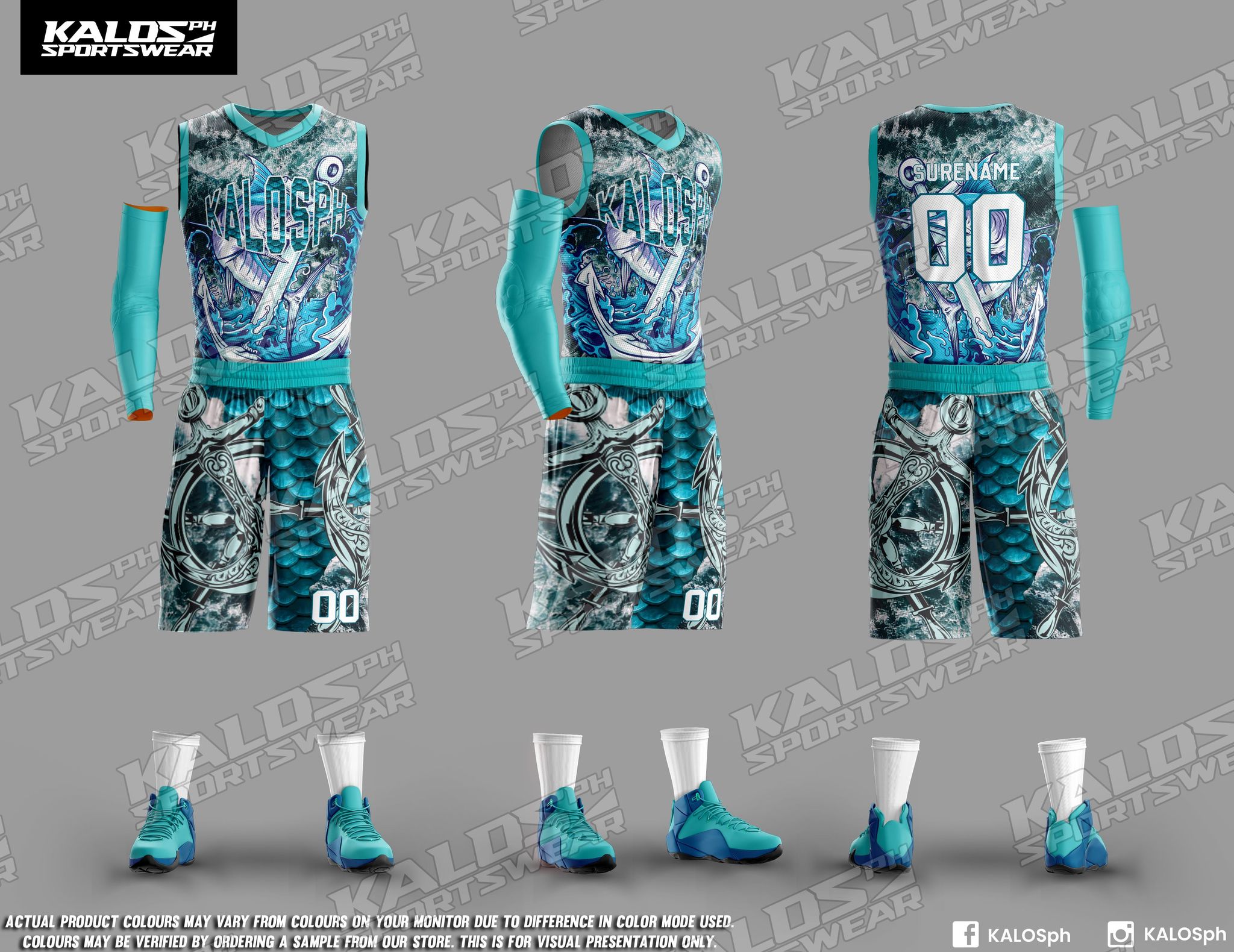 00128 SEAFARER MARINE SEAMAN DESIGN BASKETBALL JERSEY SET SANDO AND SHORT