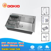 Silver Stainless Steel Kitchen Sink Set, 3.0mm Thick DOKIO