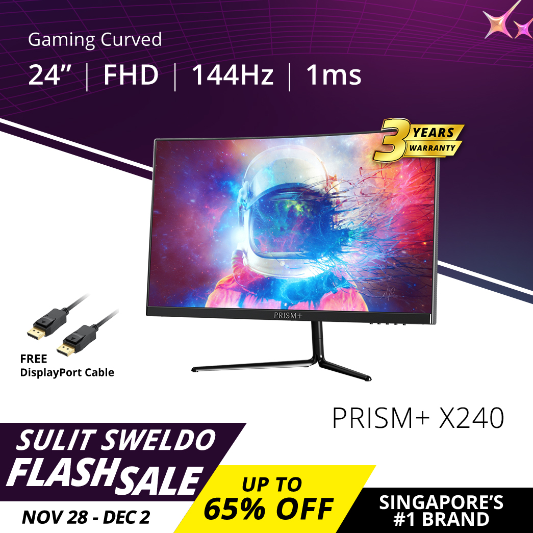 PRISM+ X240 144Hz Curved Gaming Monitor - 3 Years Warranty