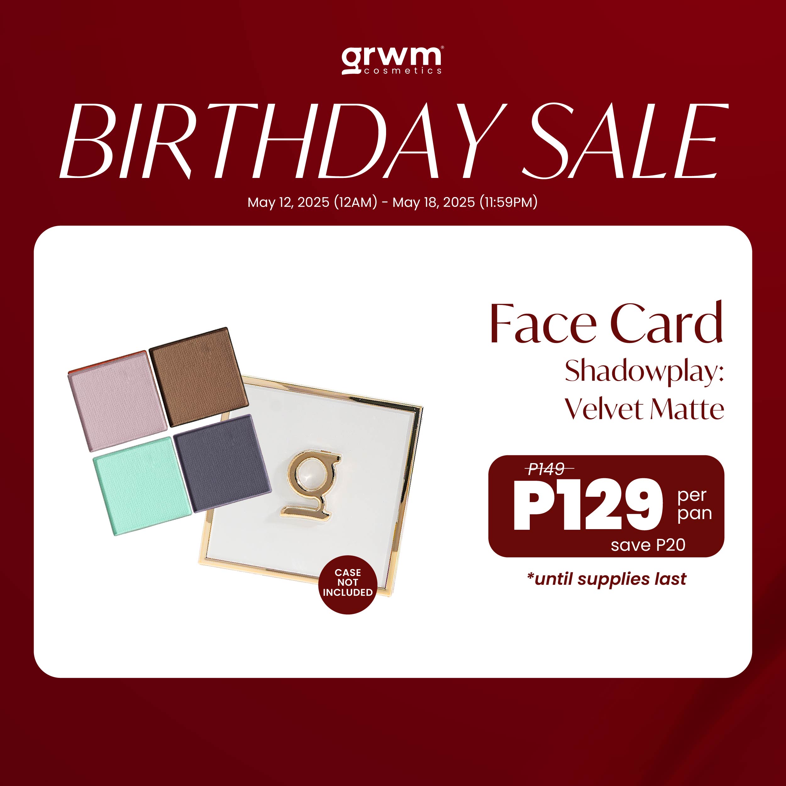 Discount on GRWM Cosmetics  shoes - SKU: GRWM Cosmetics Face Card Shadowplay - Velvet Matte Eyeshadow [case not included]