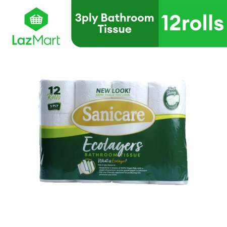 Sanicare Ecolayer Bathroom Tissue 3 ply - 12 rolls x 1 Pack