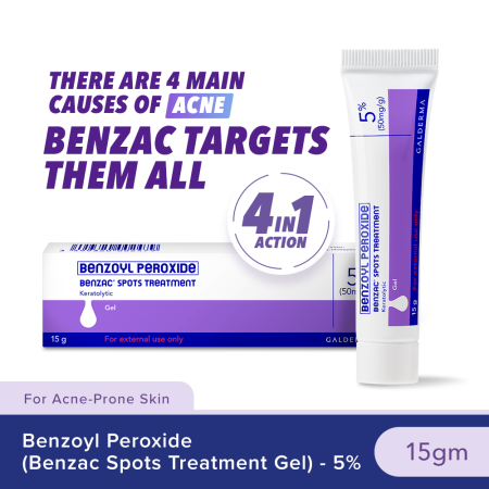 Benzac Benzoyl Peroxide Spots Treatment Gel 5% 15gm