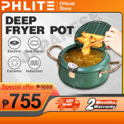 PHLife Stainless Steel Deep Fryer Pot with Strainer and Thermometer
