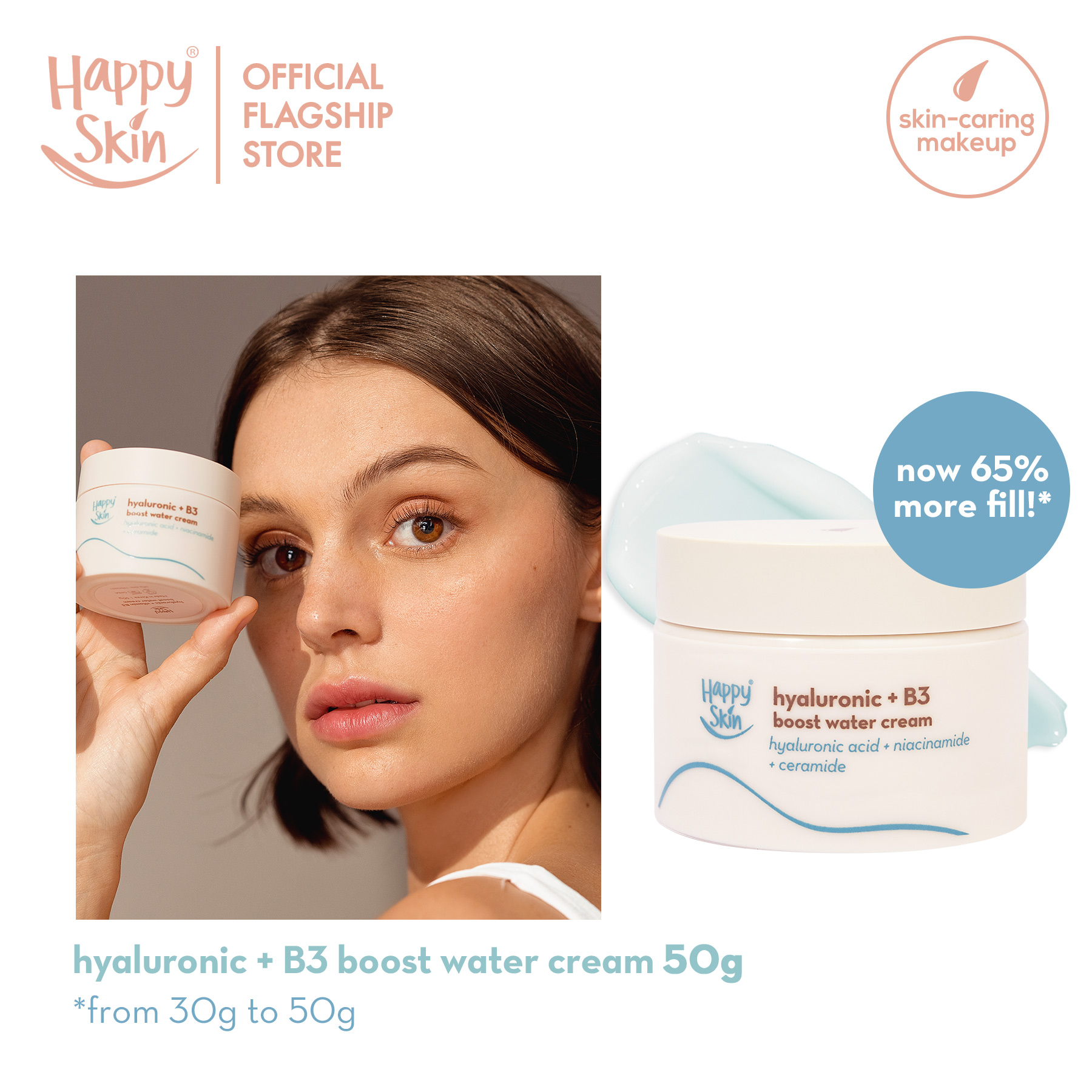 Discount on Happy Skin  shoes - SKU:  Hyaluronic + B3 Boost Water Cream [Anti-Acne, Bri