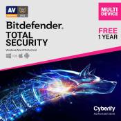 Bitdefender Total Security 2024 2 Years 3 Devices Free-1 Year for Windows 10/Windows 11/Laptop/PC/Mac/Android/iOS