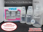 Farlin 3 pack tinted feeding bottle 4oz