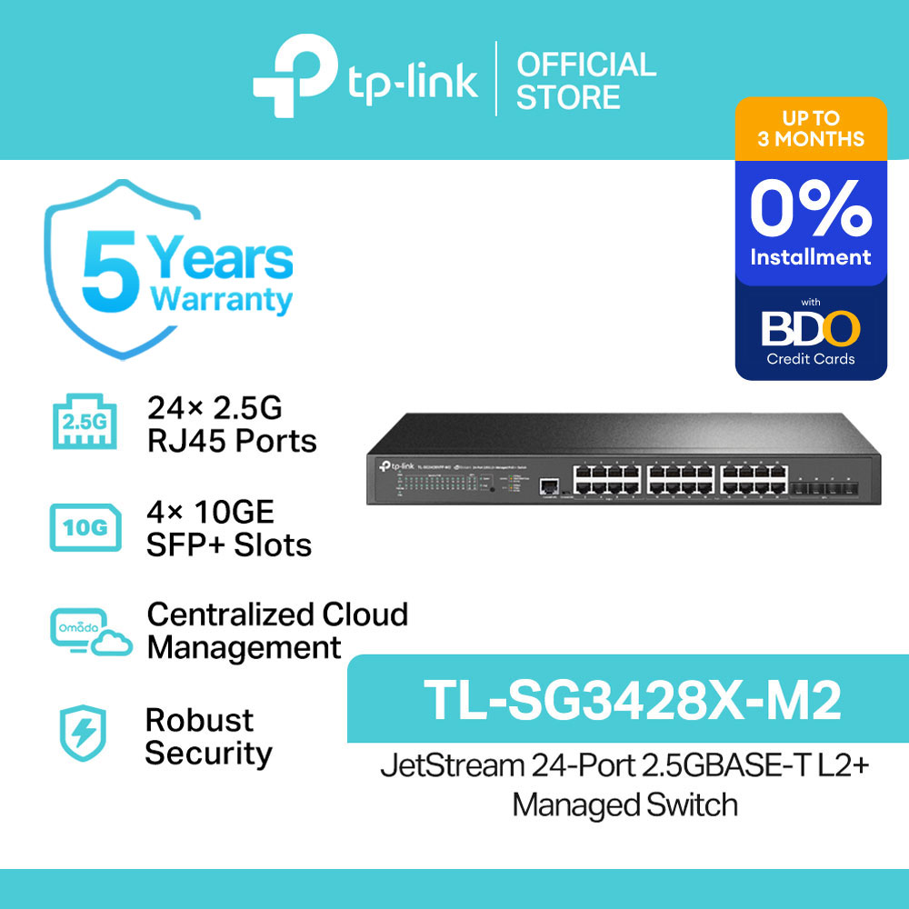 TP-Link Official Store / TL-SG3428X-M2 / JetStream 24-Port 2.5GBASE-T L2+ Managed Switch w/ 4 10GE SFP+ Slots Desktop Network Ethernet Switch Hub for Internet