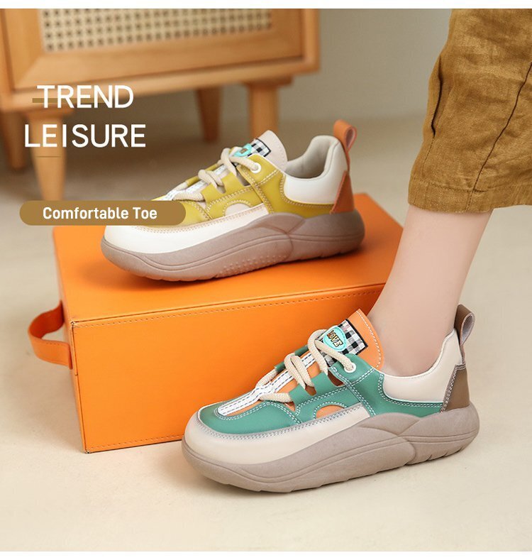hooyaya 【Ready stock】Women's Retro Casual Colorblock Sneakers Comfortable  and versatile platform shoes | Lazada PH