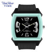 UniSilver TIME Kandy Krushhh Rubber Watch, Black/Light Blue/Green