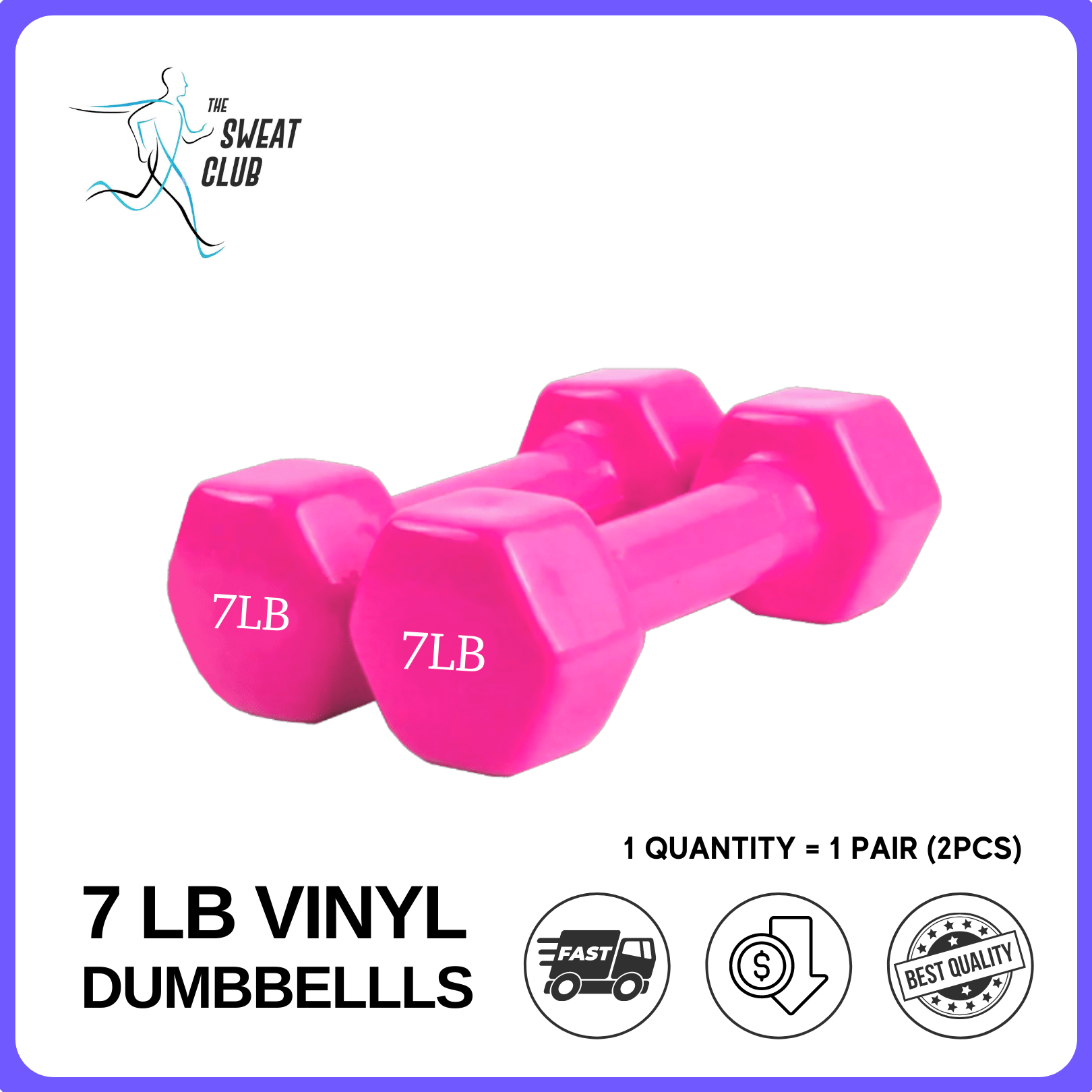 5 LBS Vinyl Dumbbell Sports High Quality Premium Weight Lift