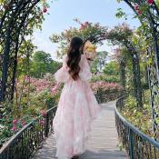 Fairy Pink Summer Floral Long Dress by HT☺1129