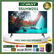 Devant 55 inch Ultra HD Web OS TV, 55UHW201 - Netflix, YouTube, Disney+, Viu ThinQ Voice Command, Screen Share Casting, Bluetooth 5 Dolby Audio, Dts Virtual X, High Definition Smart Digital Flat Screen Led TV, Free Wall Bracket and Speaker