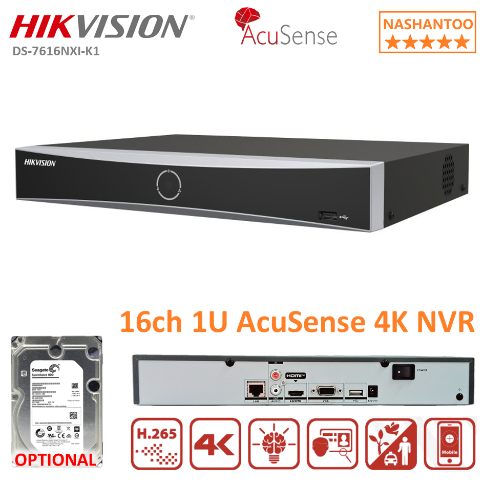 Hikvision DS-7616NXI-K2/16P 16CH NVR with 16 PoE ports 2 SATA