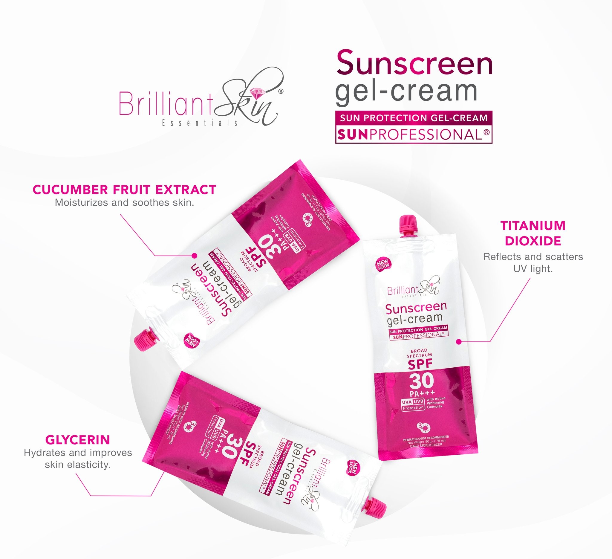 Brilliant Skin Sunscreen Gel-Cream 50g Premium Spf 21-30 Sunscreen