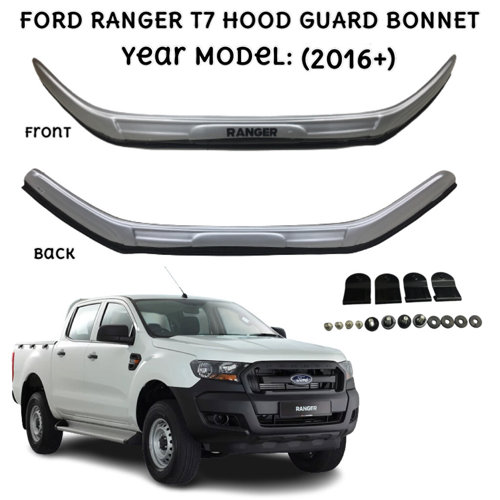 Black Bonnet Guard Shields For Ford Ranger Wildtrak Sport Xlt 2022