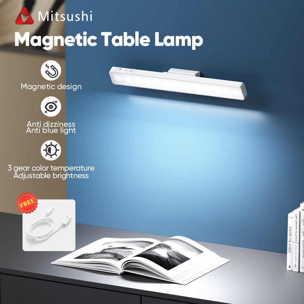 Mitsushi Magnetic Rechargeable LED Lights Desk Lamp Night Light Wall Light  Portable Desk Lamp Table Lamp for Cabinet, Kitchen, Closet, Bedside, Desk