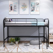 High Load-Bearing Loft Bed Frame with Office Space Underneath