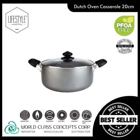 Lifestyle Cookware Induction Dutch Oven with Glass Lid (20cm)