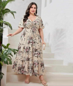 Boho Floral Maxi Dress for Plus Size Women