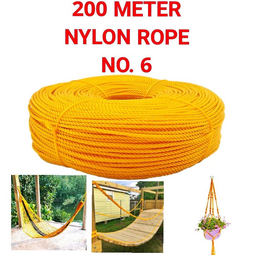 Nylon Rope no. 6(Thickness 3 mm) 200 Meters evelon cord polyethylene nylon  rope Polyethylene Nylon Rope #6 3mm 200 meters