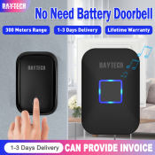 Daytech Self-Powered Wireless Doorbell with 300M Range and 38 Ringtones