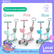 Wivo 5-in-1 Kids Scooter with Light-Up Wheels, Adjustable Height