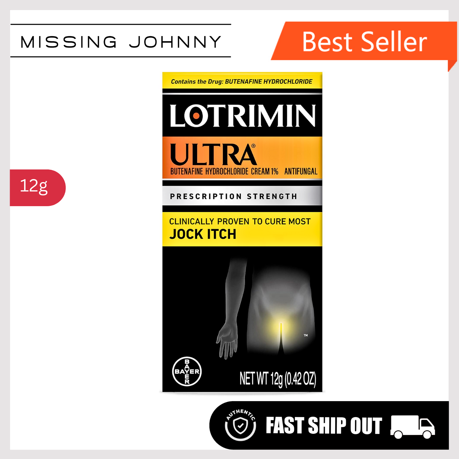 Lotrimin Ultra Jock Itch Cream, 12g, Prescription Strength