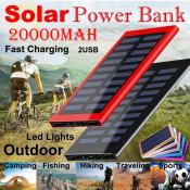 Original 20000mAh Solar Power Bank with 3 USB Fast Charging