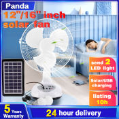 Panda Solar Electric Fan with LED Lights and USB Charging